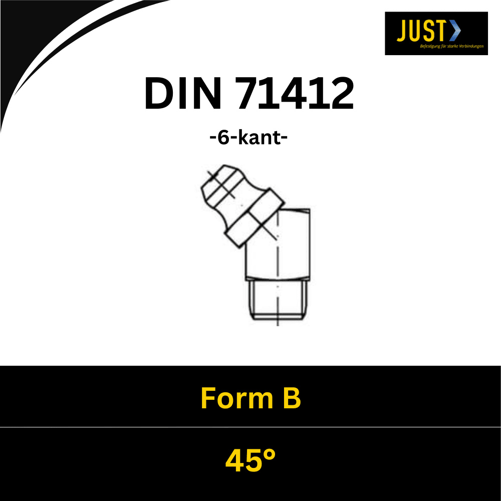 Bild für Kategorie DIN 71412 ➤ Sechskant - Schmiernippel (Form B - 45°)
